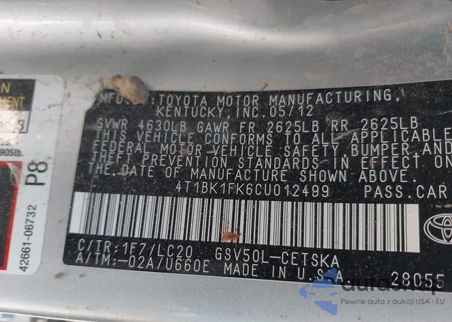 4T1BK1FK6CU012499: 43118518