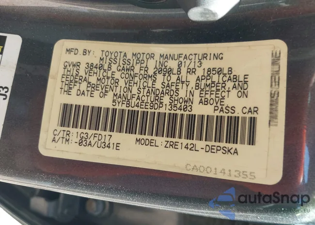 5YFBU4EE9DP135403: 43118525