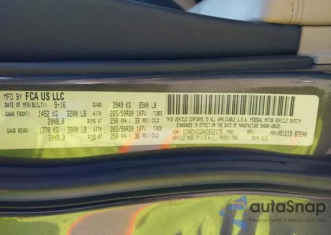 1C4RDHDG0HC652175: 43118566