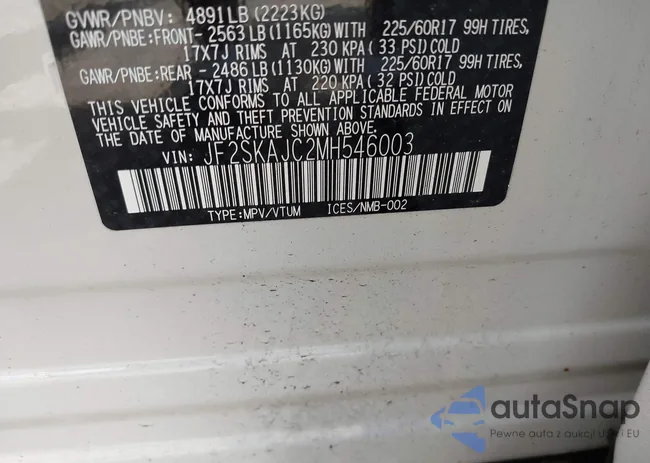 JF2SKAJC2MH546003: 43118588