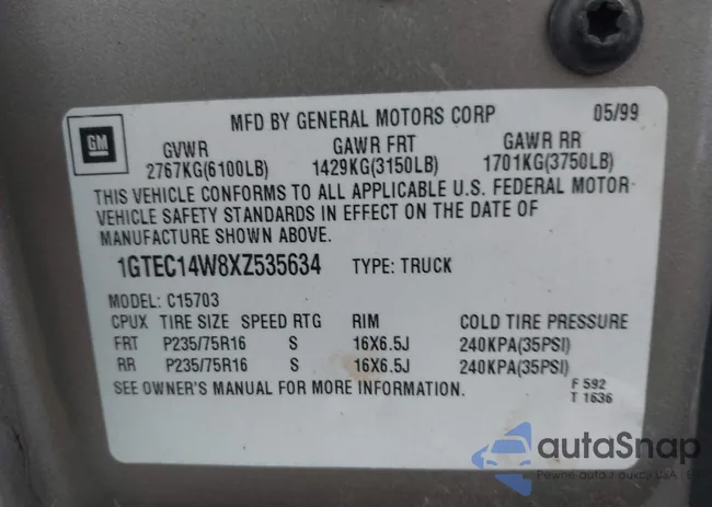 1GTEC14W8XZ535634: 43118660