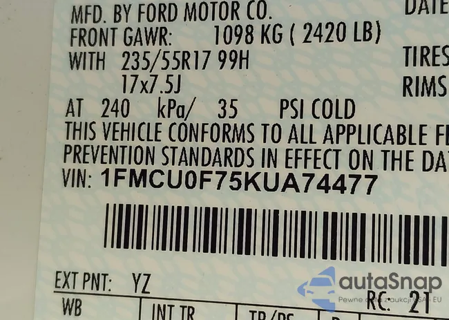 1FMCU0F75KUA74477: 43118684