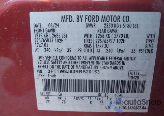 3FTTW8J93RRB20153: 43117812