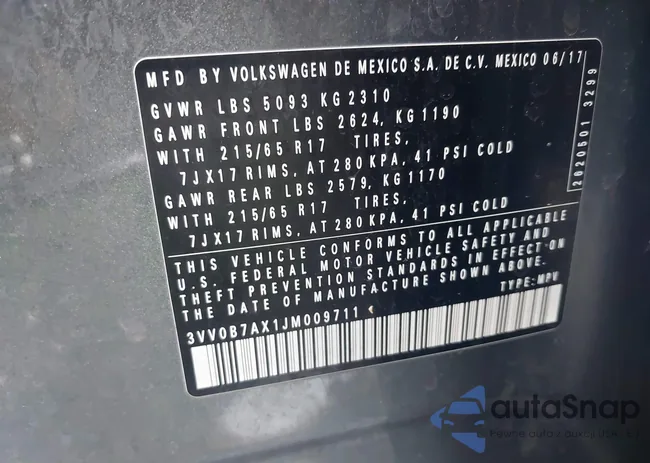 3VV0B7AX1JM009711: 43117822