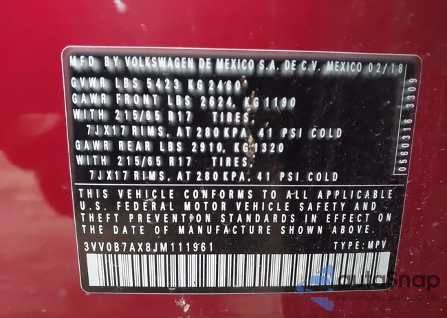 3VV0B7AX8JM111961: 43117849