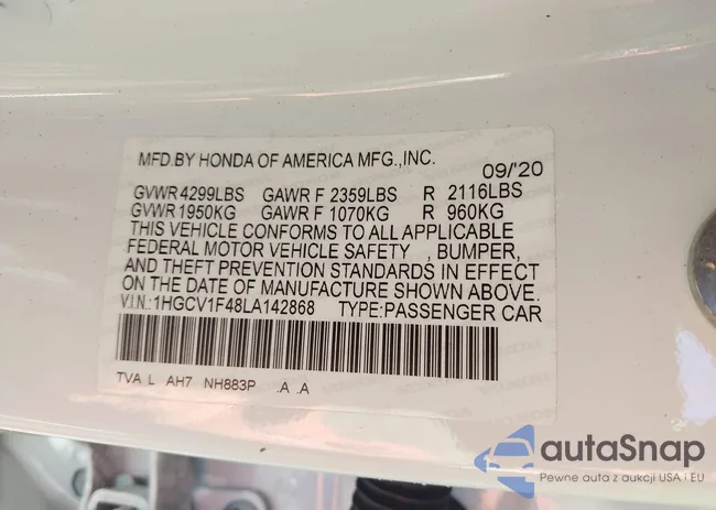 1HGCV1F48LA142868: 43117893