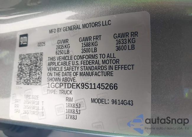 1GCPTDEK9S1145266: 43117915