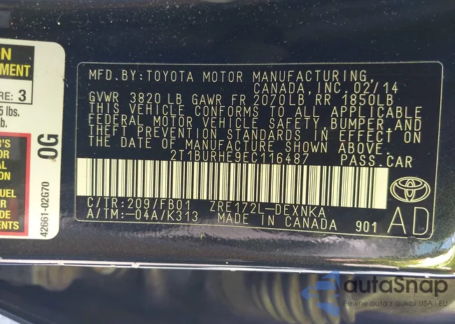 2T1BURHE9EC116487: 43117998