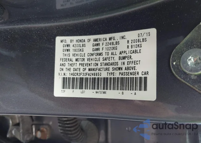 1HGCR2F30FA246650: 43118003