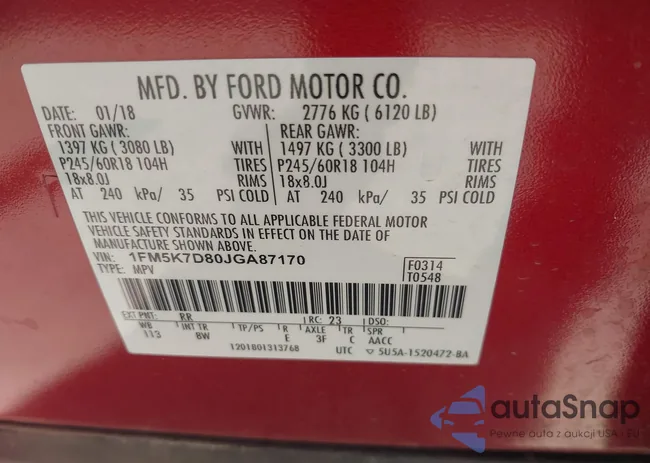 1FM5K7D80JGA87170: 43118031