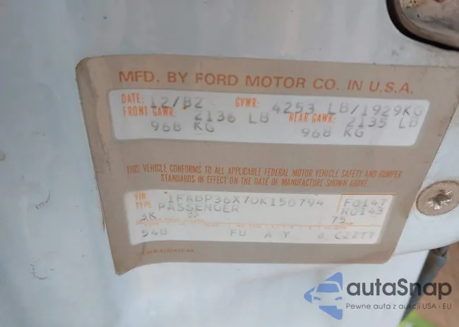 1FABP36X7DK150794: 43119152