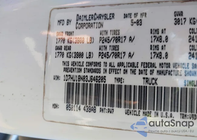 1D7HU18N03J646205: 43119161