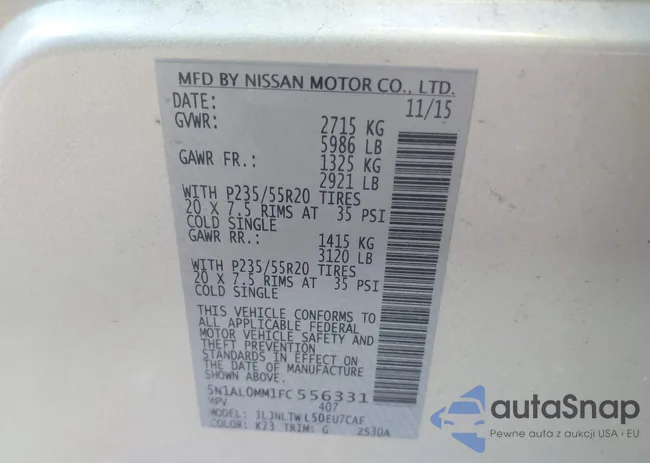 5N1AL0MM1FC556331: 43119163