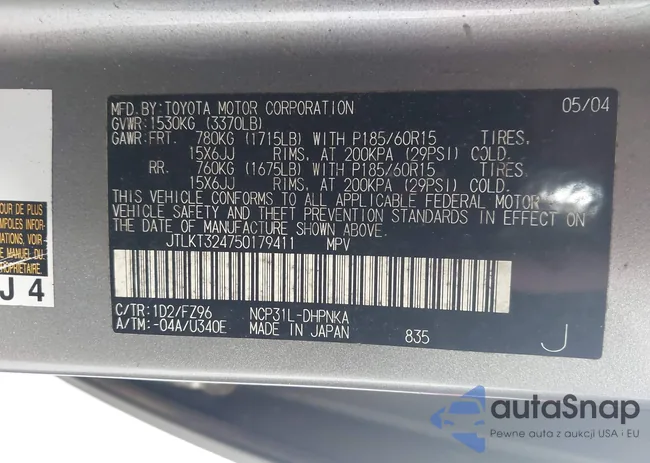 JTLKT324750179411: 43119179