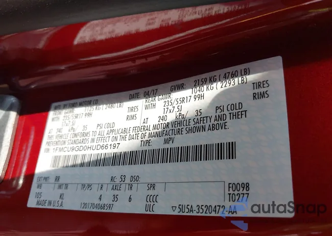 1FMCU9GD0HUD66197: 43119376