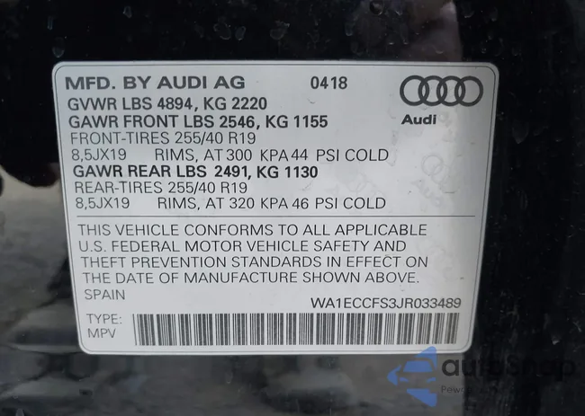 WA1ECCFS3JR033489: 43119388