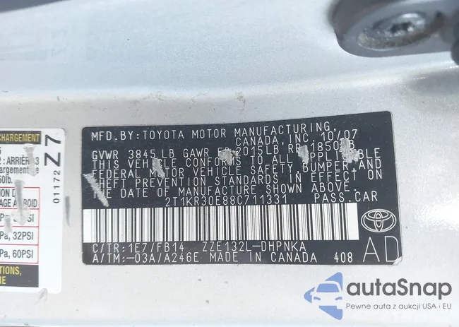 2T1KR30E88C711331: 43119401