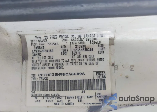 2FTHF25H9NCA66896: 43119413