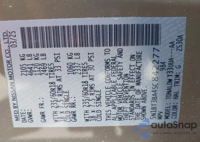 5N1BT3BA4SC842277: 43119419