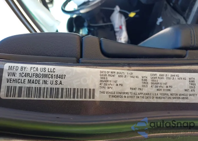 1C4RJFBG9MC618407: 43119514