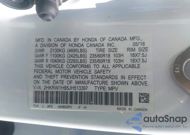 2HKRW1H85JH513397: 43119573