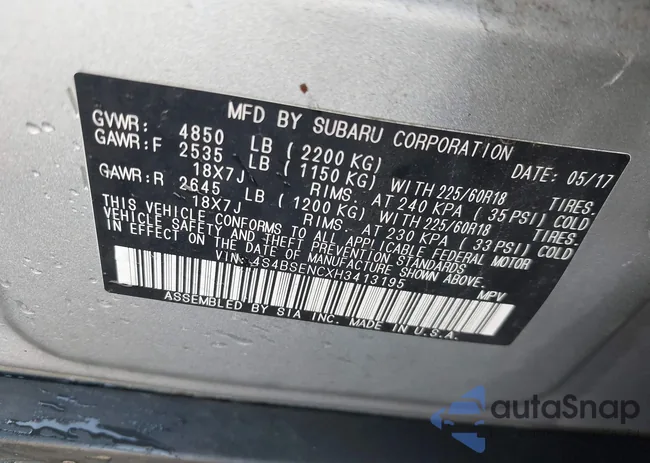 4S4BSENCXH3413195: 43119593