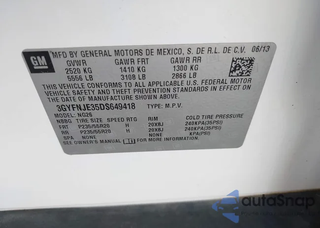 3GYFNJE35DS649418: 43119594