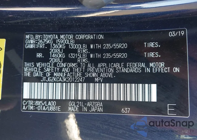 JTJGZKCA3K2012247: 43119637