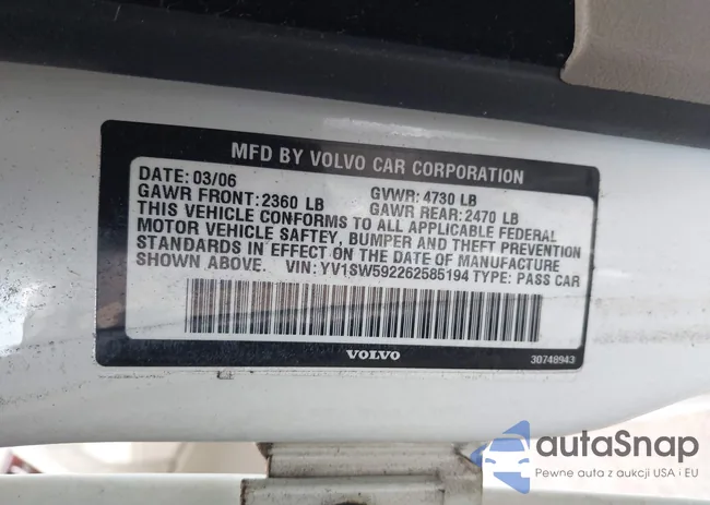 YV1SW592262585194: 43119649