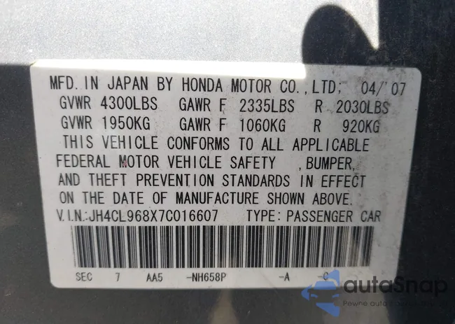 JH4CL968X7C016607: 43119652