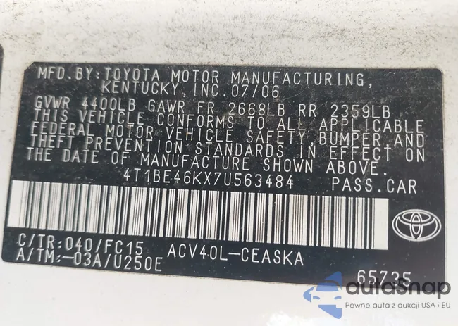 4T1BE46KX7U563484: 43119662