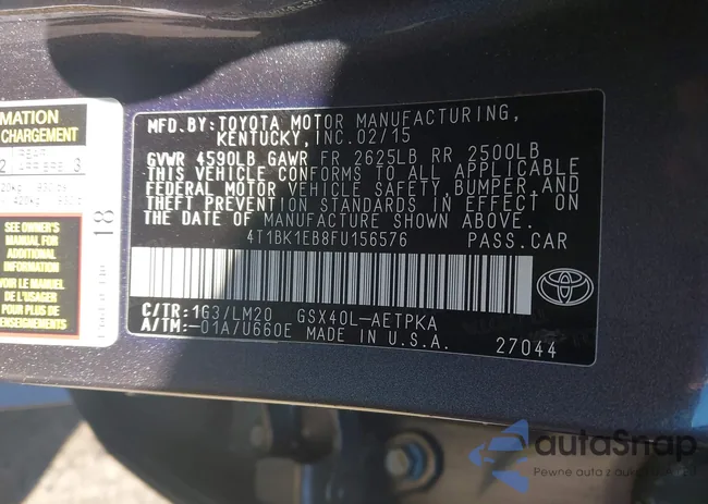 4T1BK1EB8FU156576: 43119664