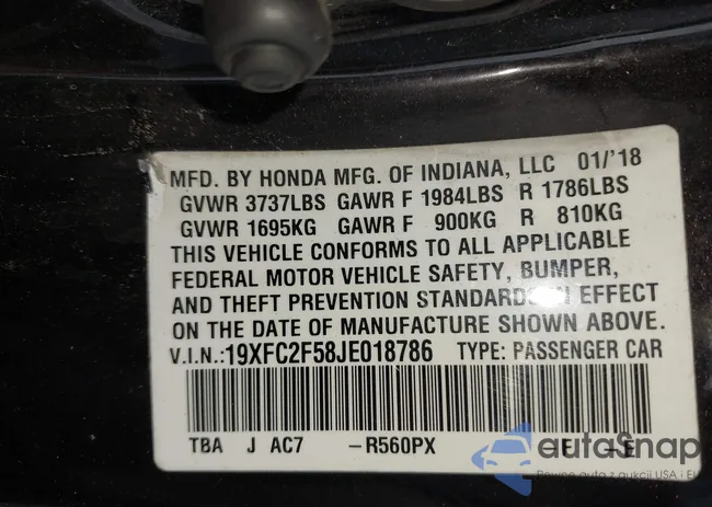 19XFC2F58JE018786: 43118821