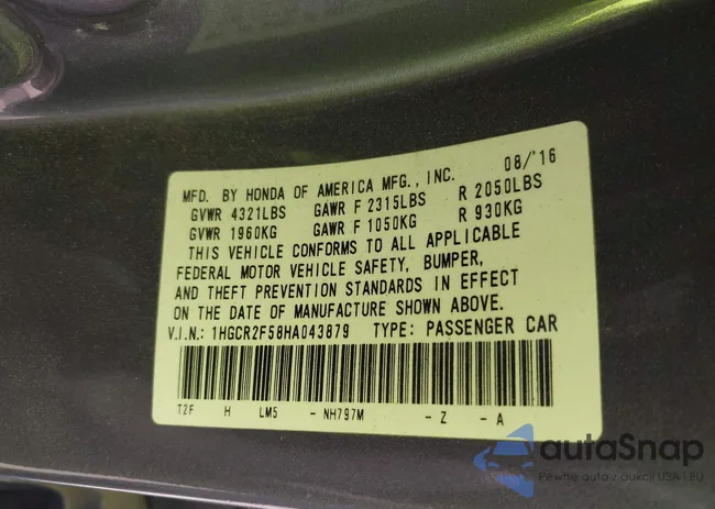 1HGCR2F58HA043879: 43118983