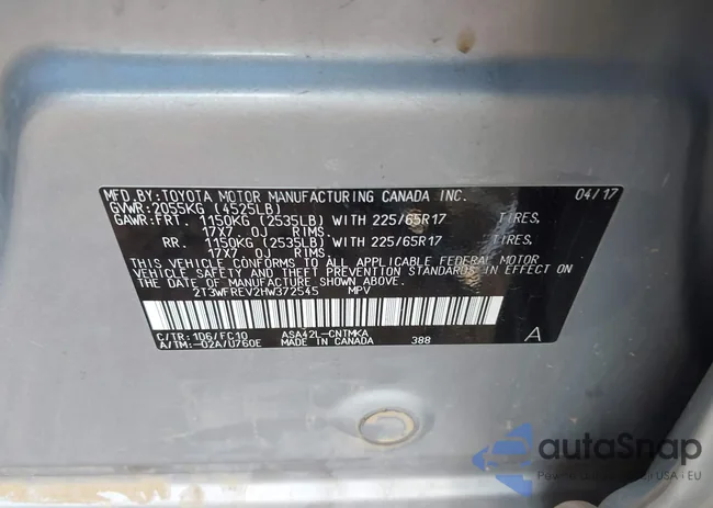 2T3WFREV2HW372545: 43120098