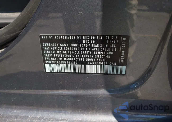 3VW2K7AJ0DM402300: 43120113