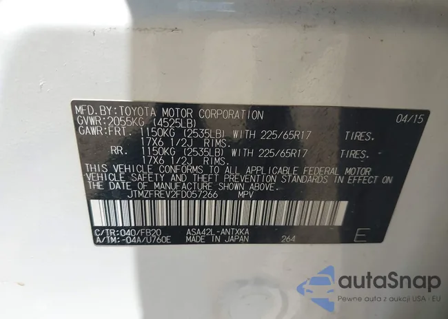 JTMZFREV2FD057266: 43120127