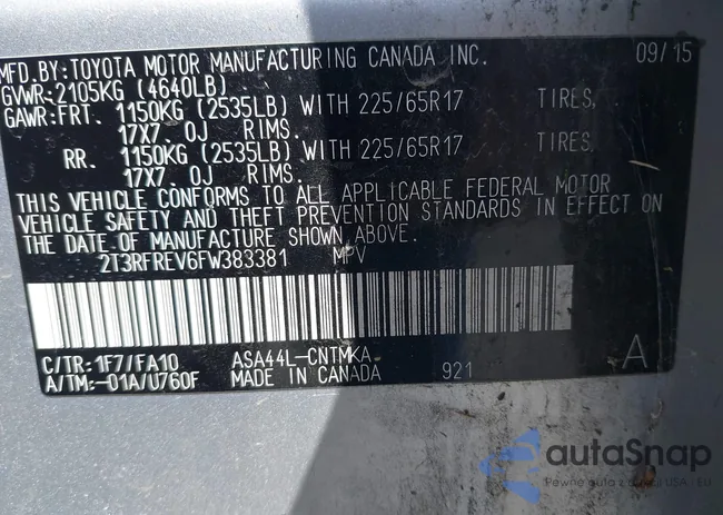 2T3RFREV6FW383381: 43120165