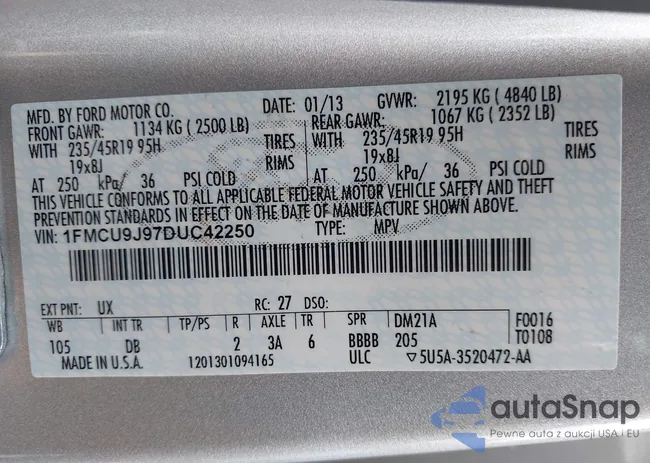 1FMCU9J97DUC42250: 43120382