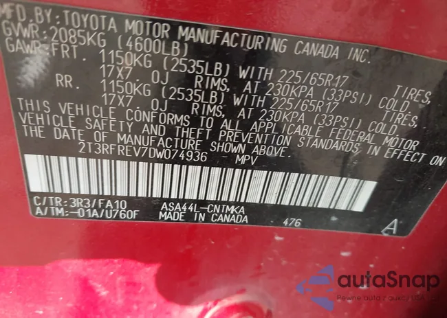 2T3RFREV7DW074936: 43120387