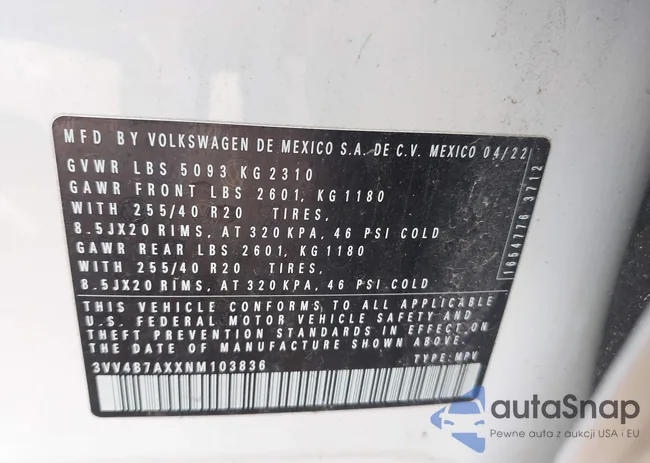 3VV4B7AXXNM103836: 43120418