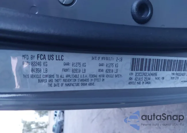 2C3CDZAG2JH246096: 43120422