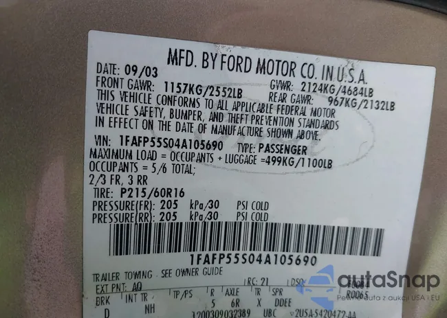 1FAFP55S04A105690: 43120486