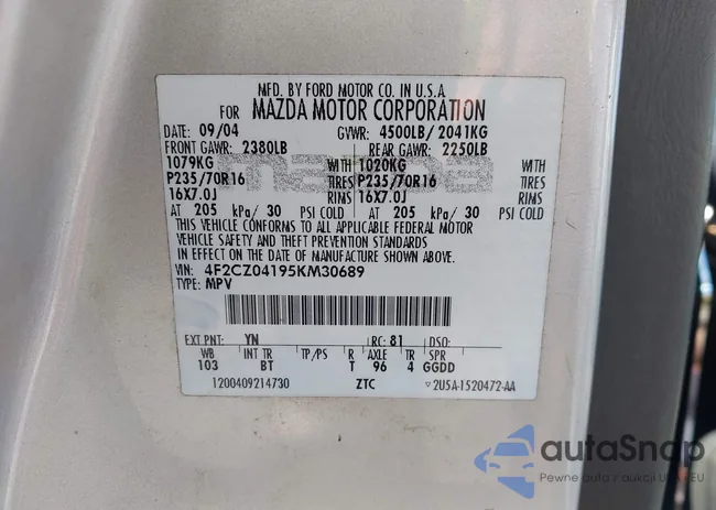 4F2CZ04195KM30689: 43120522