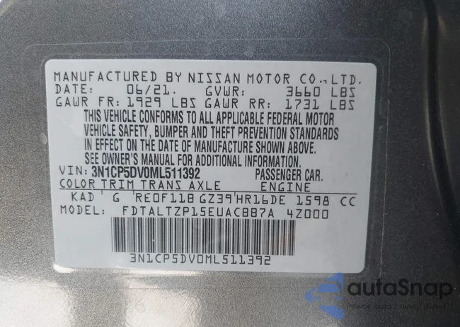 3N1CP5DV0ML511392: 43120542