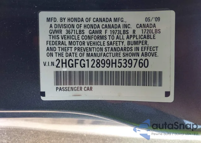 2HGFG12899H539760: 43119690