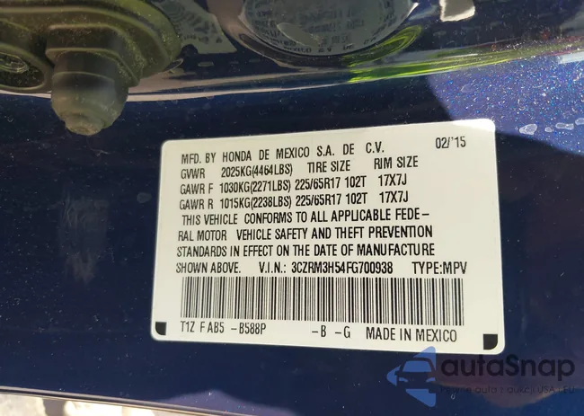 3CZRM3H54FG700938: 43119702