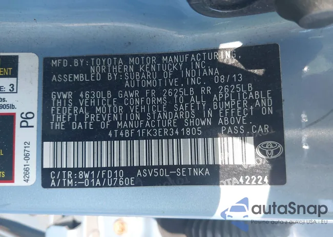 4T4BF1FK3ER341805: 43119712