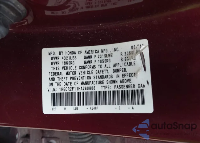 1HGCR2F11HA280808: 43119726