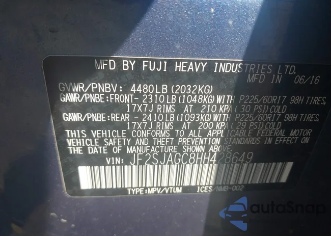 JF2SJAGC8HH428649: 43119762